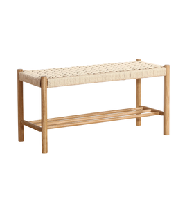 Banc Mathew en chêne avec assise tressée 90 x 35 x 45 cm