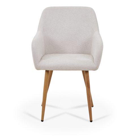 Jenna - Chaise de salle à manger en tissu beige avec aspect chêne