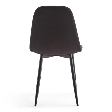 Anna - Chaise de salle à manger rembourrée en velours noir