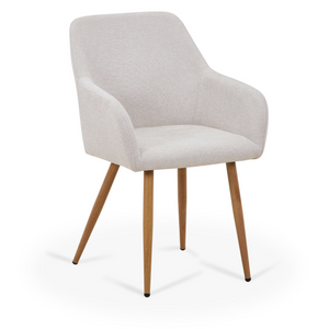 Jenna - Chaise de salle à manger en tissu beige avec aspect chêne