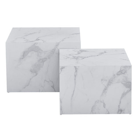 Adele - Ensemble de tables basses en marbre blanc imprimé