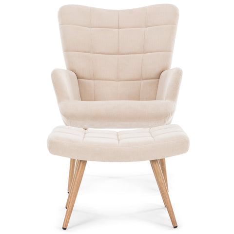 Alfred - Fauteuil avec repose-pieds - Beige