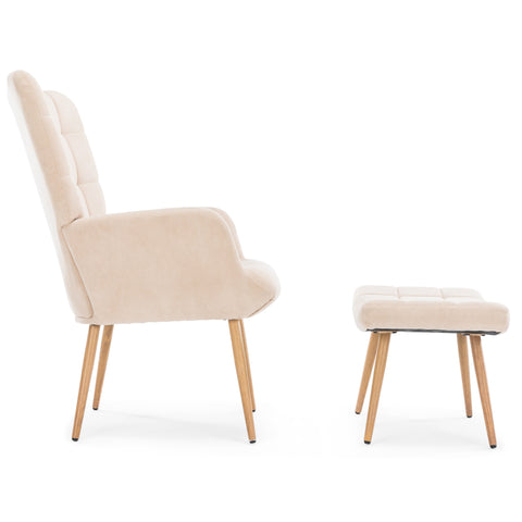 Alfred - Fauteuil avec repose-pieds - Beige