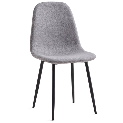 Anna - Chaise de salle à manger en tissu gris avec pieds noirs