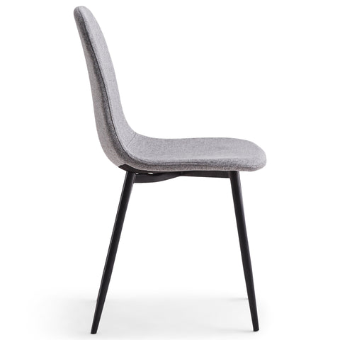 Anna - Chaise de salle à manger en tissu gris avec pieds noirs