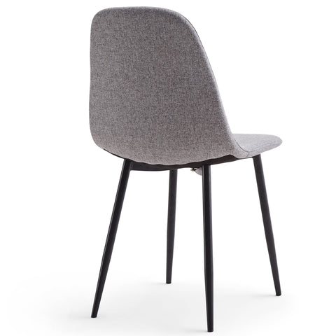 Anna - Chaise de salle à manger en tissu gris avec pieds noirs