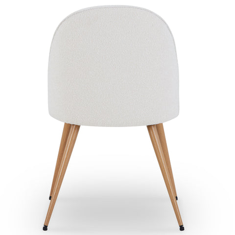 Annika Chaise de salle à manger – Tissu bouclé blanc avec pieds en chêne