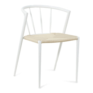 Bella - Chaise de salle à manger blanche avec siège en rotin