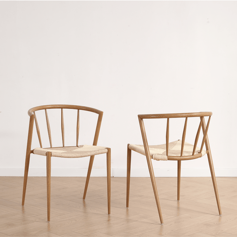 Bella chaise de salle à manger – Aspect chêne avec assise tressée