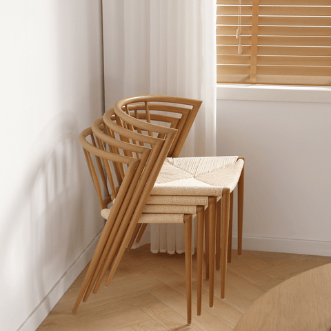 Bella chaise de salle à manger – Aspect chêne avec assise tressée