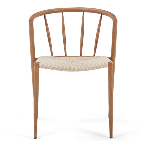 Bella chaise de salle à manger – Aspect chêne avec assise tressée