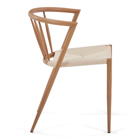 Bella chaise de salle à manger – Aspect chêne avec assise tressée