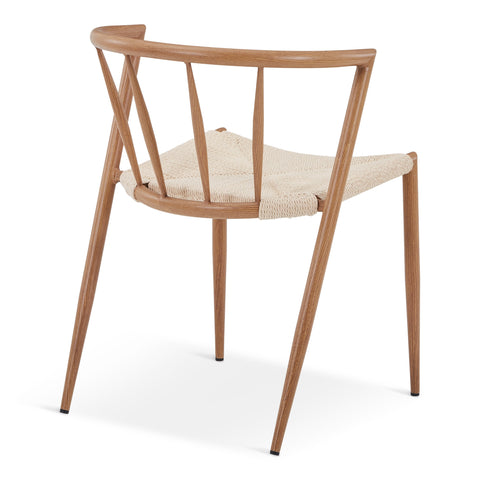 Bella chaise de salle à manger – Aspect chêne avec assise tressée