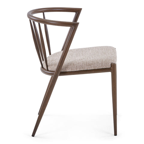Bella Chaise de salle à manger - aspect chêne fumé avec assise tapissée sable