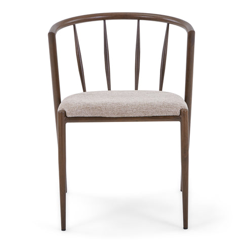 Bella Chaise de salle à manger - aspect chêne fumé avec assise tapissée sable