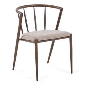 Bella Chaise de salle à manger - aspect chêne fumé avec assise tapissée sable