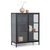 Herman - Meuble de rangement en verre - Métal noir 80 x 40 x 105 cm
