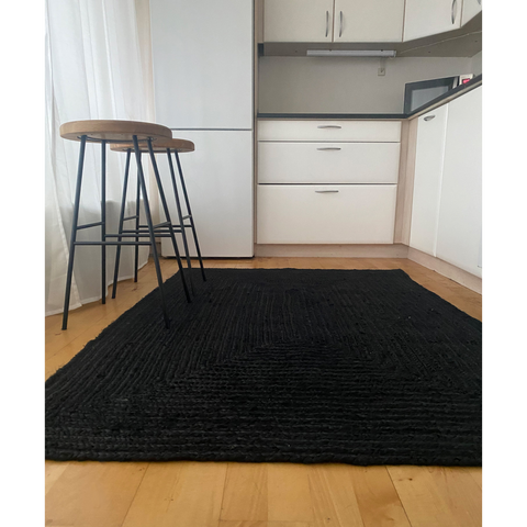 Alex - Tapis en jute noire 180 x 120 cm