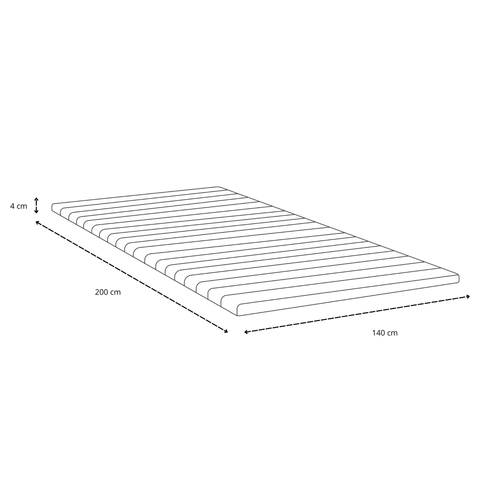 Sommier tapissier beige 140x200 cm avec surmatelas en mousse PU 4 cm, pieds exclus
