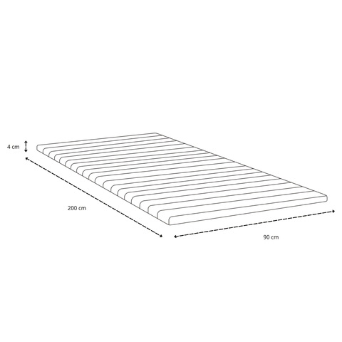 Sommier tapissier beige 90x200 cm avec surmatelas en mousse PU 4 cm, pieds exclus