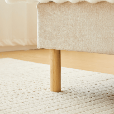 Premium sommier tapissier beige 90x200 cm avec surmatelas en mousse à mémoire de forme 7 cm, pieds exclus
