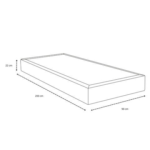 Premium sommier tapissier beige 90x200 cm avec surmatelas en mousse à mémoire de forme 7 cm, pieds exclus