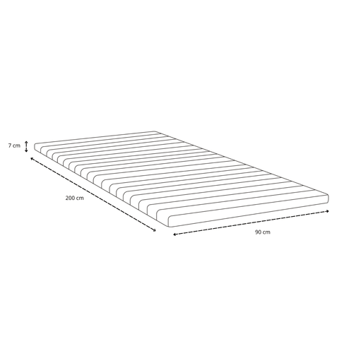 Premium sommier tapissier beige 90x200 cm avec surmatelas en mousse à mémoire de forme 7 cm, pieds exclus
