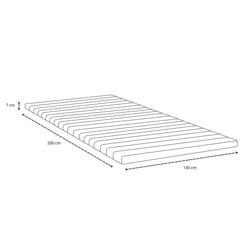Premium sommier tapissier beige 140x200 cm avec surmatelas en mousse à mémoire de forme 7 cm, pieds exclus