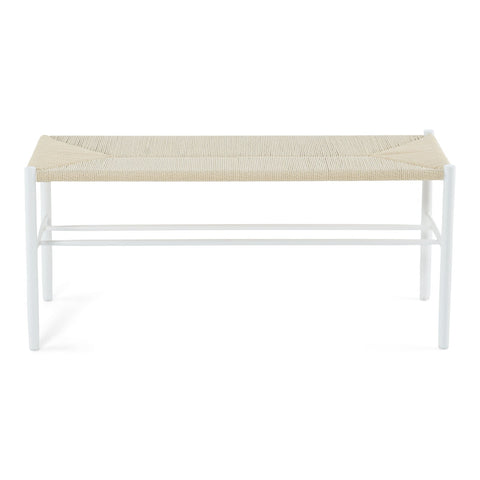 Bella - Banc blanc avec assise en rotin