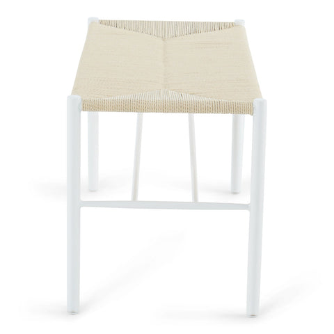 Bella - Banc blanc avec assise en rotin