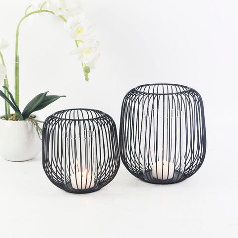 Akia Lanterne en métal noir 21cm