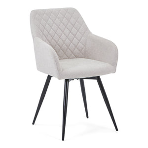 Carlo - Chaise de salle à manger rembourrée beige avec rotation à 360 degrés