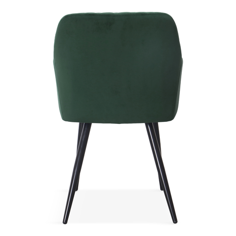 Carlo - Chaise de salle à manger en velours vert avec accoudoirs