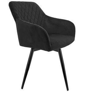 Carlo - Chaise de salle à manger en velours noir avec rotation à 360 degrés