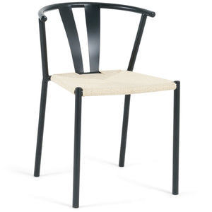 Shila - Chaise de salle à manger noire avec tressage