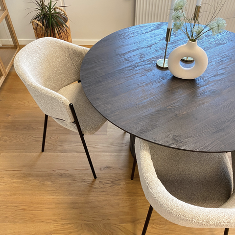 Chaise de salle à manger Carolina en bouclé beige