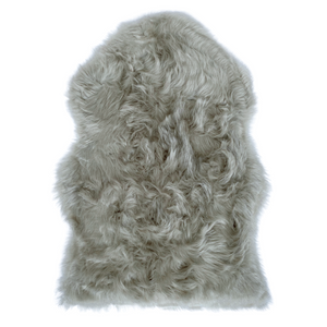 Peau de mouton imitation à poil long gris 65 x 95 cm