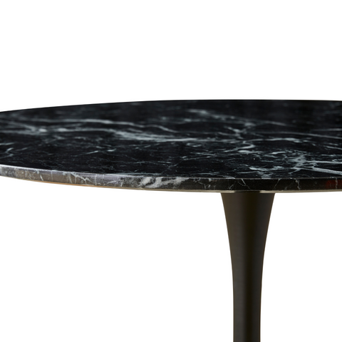 Zander - Table de salle à manger ronde en aspect marbre noir avec pied en trompette Ø100 cm