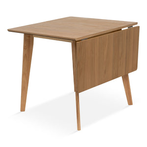 Ezra - Table à abattants en chêne avec rallonges en placage de chêne laqué - 80/120 x 80 cm