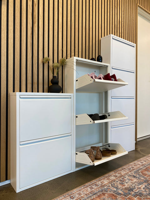 Louis - Armoire à chaussures en métal blanc avec 3 portes