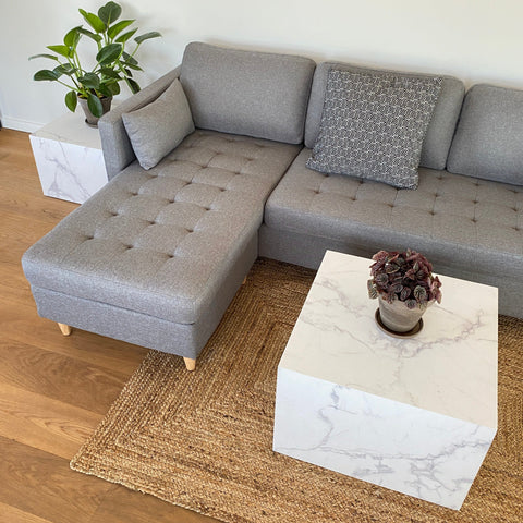 Adele - Ensemble de tables basses en marbre blanc imprimé