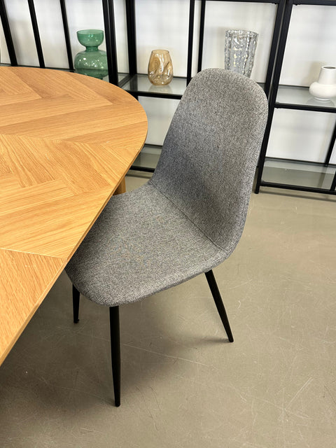 Anna - Chaise de salle à manger en tissu gris avec pieds noirs