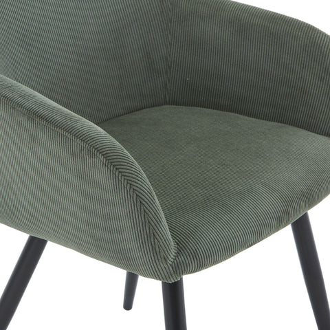 Jenna chaise de salle à manger - velours vert avec pieds noirs