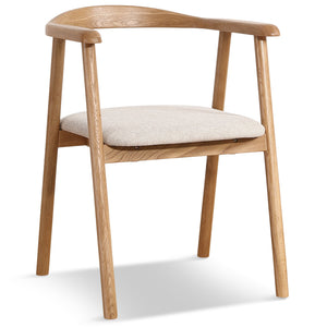 Jocelyn - Chaise de salle à manger en chêne avec assise en tissu beige