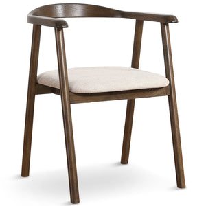 Jocelyn - Chaise de salle à manger en chêne fumé avec assise en tissu beige