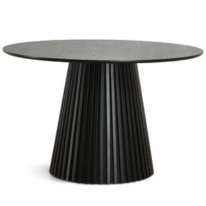Lewis - Table ronde en placage de chêne noir diamètre 120 cm