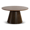 Lewis table basse à lattes Ø90 cm en placage chêne fumé