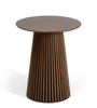 Table de bar Lewis à lamelles en chêne fumé avec pied en colonne - 90 x 105 cm