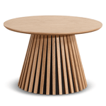 Lewis table basse à lattes aspect chêne naturel Ø70 cm