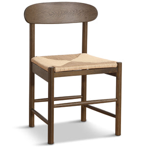 Madison - Chaise en bois en chêne fumé avec assise tressée